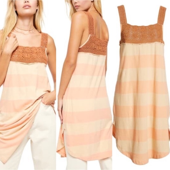 Free People Luca Stripe Crochet Tunic Top Dress - Picture 4 of 8